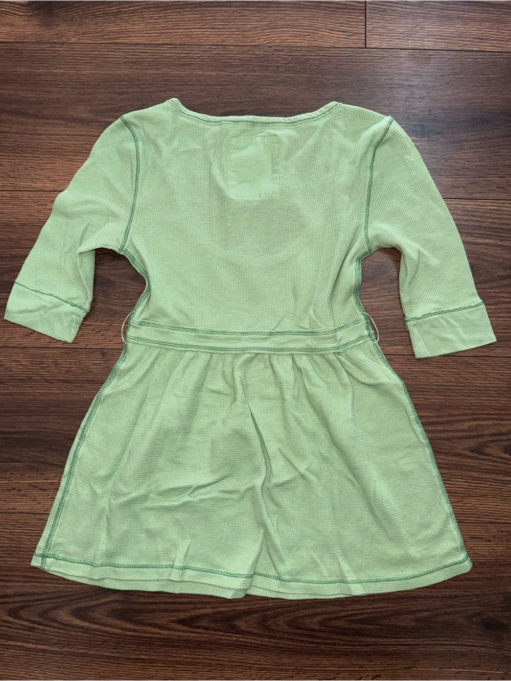 Vintage Hollister Y2K Green Waffle Knit Scoop Neck Babydoll Top - Picture 3 of 3